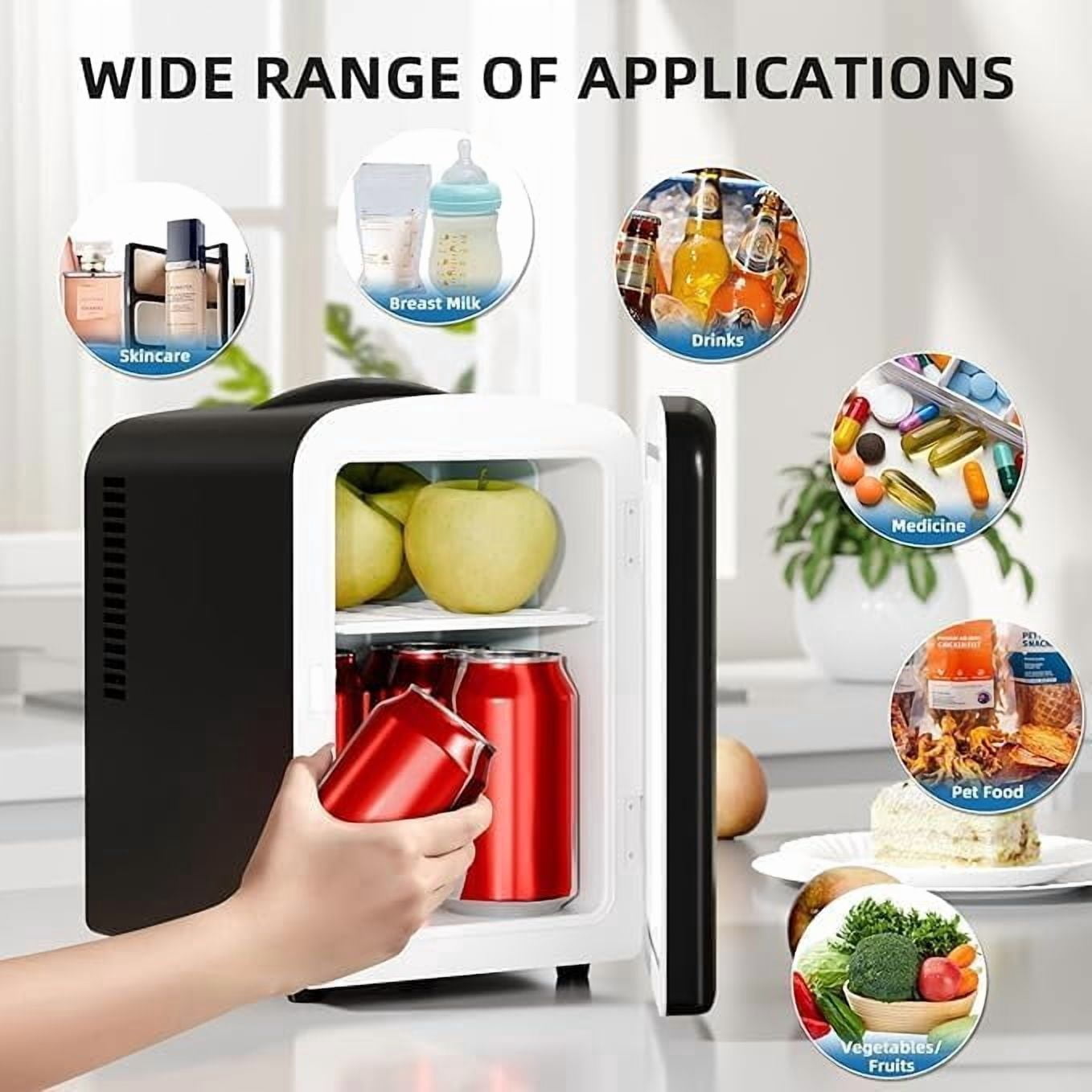Compact Refrigerator, Portable  Fridge with 4L Capacity for Bedroom Car Office Dorm