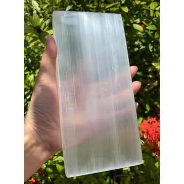 Large Selenite Charging Plate - 8 x 4 Inch Polished Selenite Slab, Selenite Tile, Selenite Plate, Selenite Crystal, Moroccan Mineral