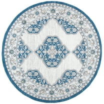 SAFAVIEH Liberty Briar Oriental Polyester Area Rug, Dark Blue/Ivory, 6'7" x 6'7" Round