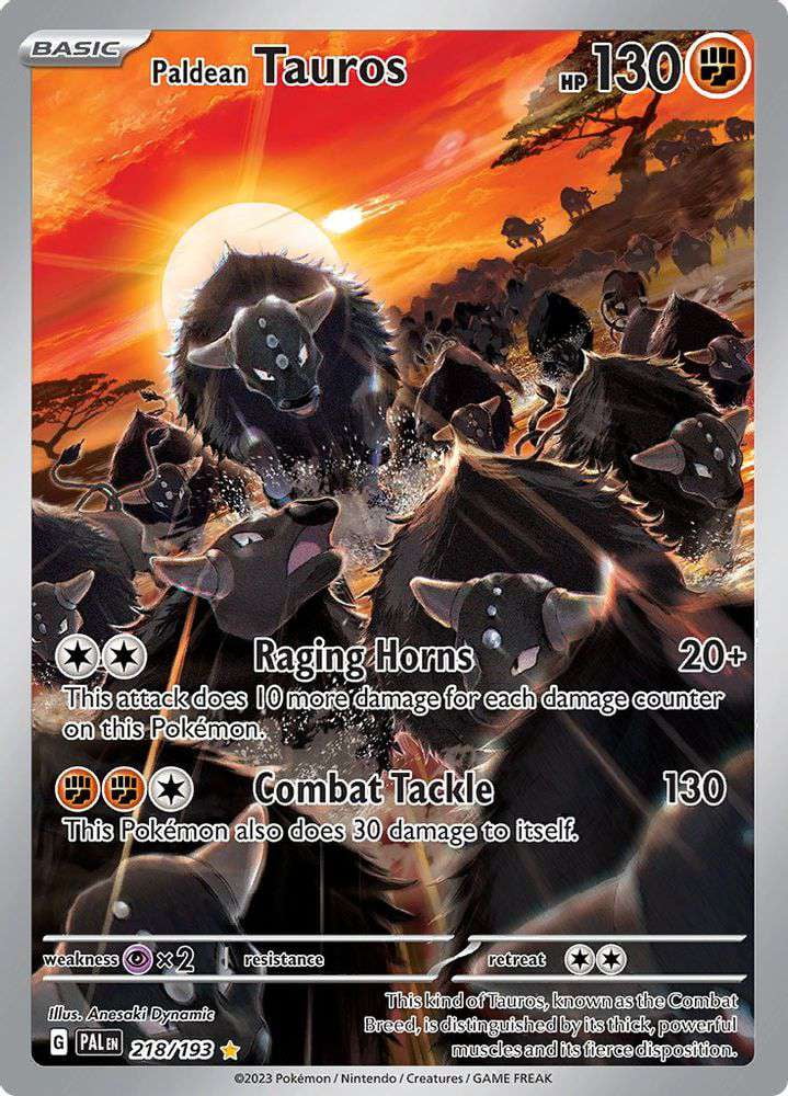 Pokemon Paldea Evolved Illustration Rare Paldean Tauros #218