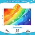 thumbnail image 2 of Rainbow Tie Dye Wave Pattern Hooded Bath Towel，60"x35" for Ages 3 To 12 Kids, Quick Dry Lightweight Soft Microfiber Hood Beach Towel Cover Up for Kids, 2 of 7