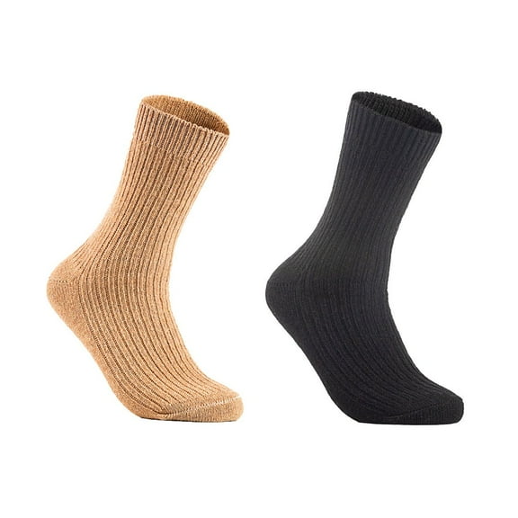 Lian LifeStyle Gorgeous Big Girls Women's 2 Pair Wool Crew Socks Size 6-9 FS03, Color Beige,DarkGrey