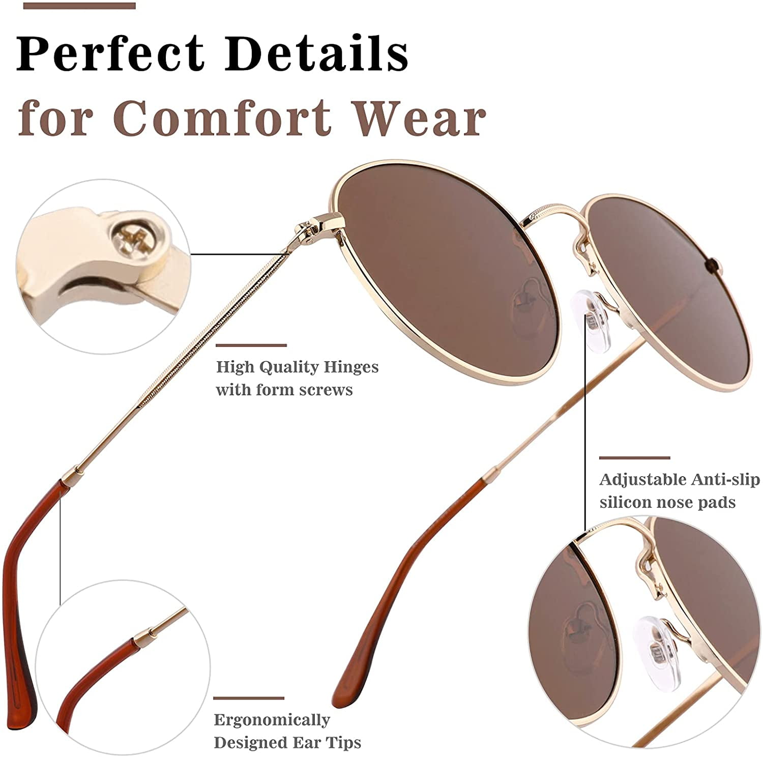 3 Pack Polarized Sunglasses for Women - Trendy Round Frames Lightweight UV400 Round Polarized Sunglasses for Women Trendy Circle Sun  main image 2