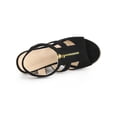 thumbnail image 4 of BLISSFUL STEP Women's Shoes Faux Suede Platform Wedge Espadrilles Slingback Open Toe Front Zipper Sandals Black 9, 4 of 8