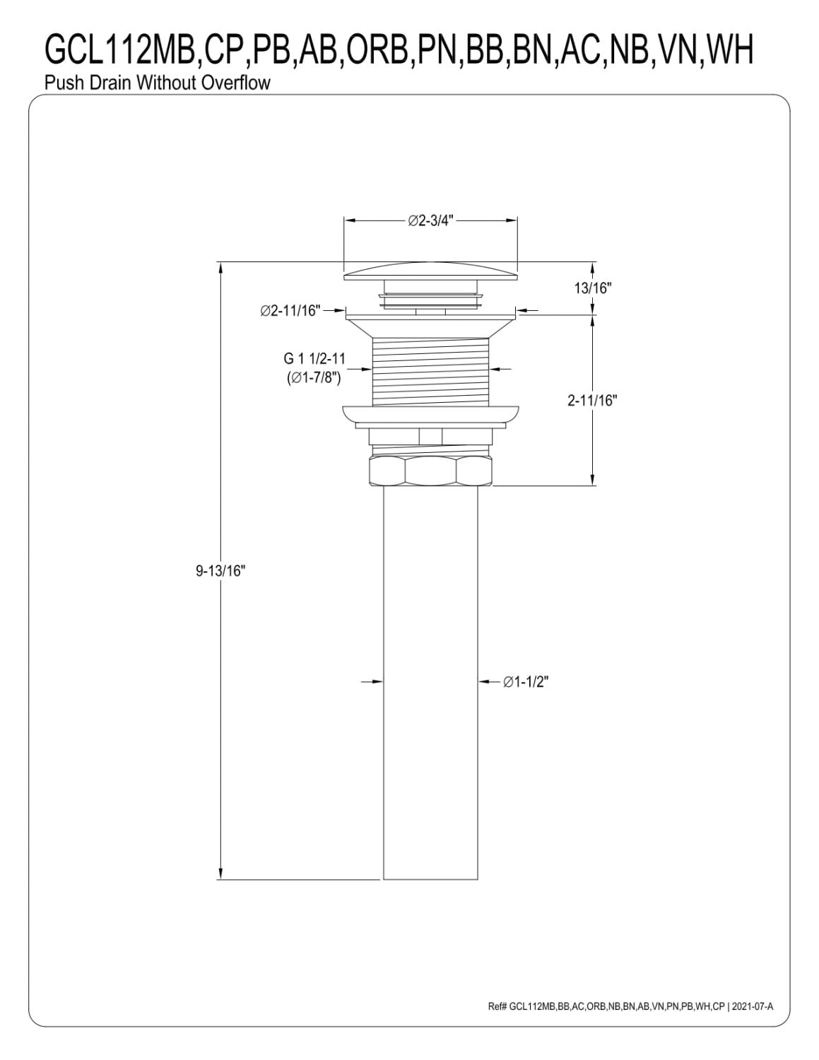 Kingston Brass GCL112BB Trimscape Brass Pop Up Drain for Cast Iron Utility Sink, Brushed Brass