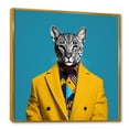 thumbnail image 2 of Designart "Pop Art Cat in a Suit II" Animals Framed Wall Art - Traditional Blue Cat Entryway Framed Wall Art, 2 of 6
