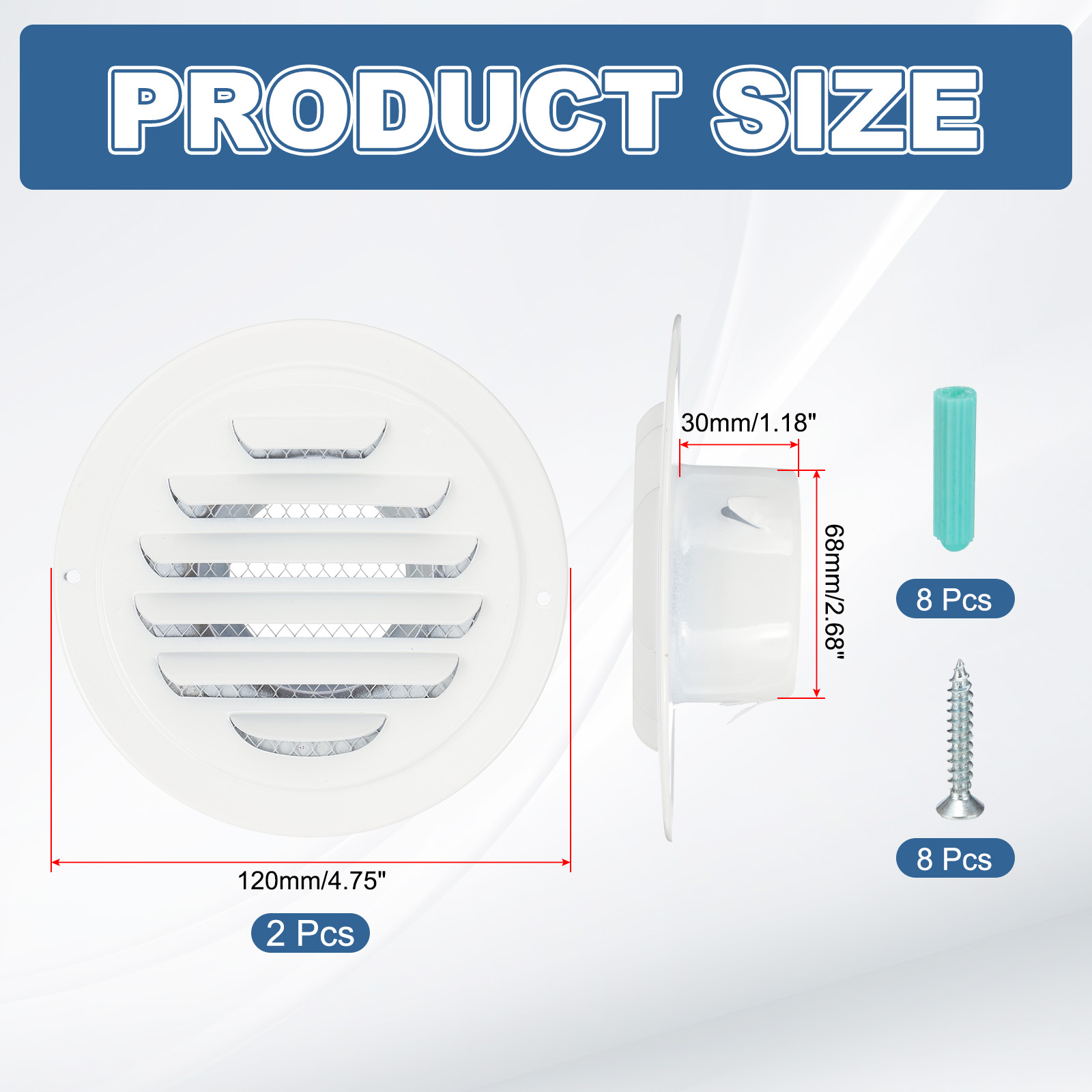 Uxcell Round Air Vents Cover 304 Stainless Steel Louver Grille for Ceiling Mount White 3 Inch