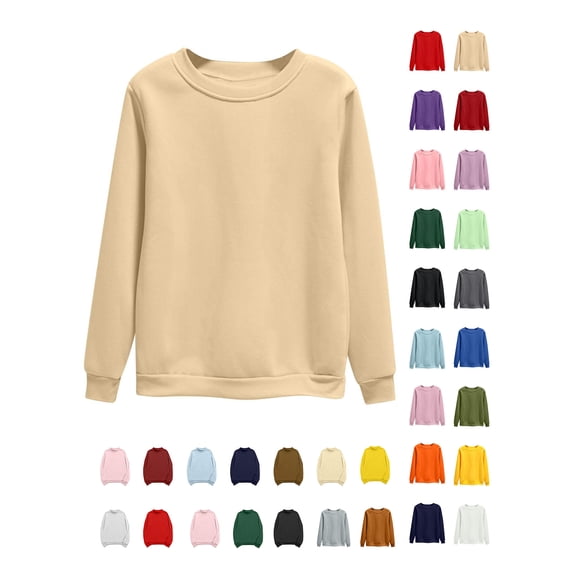 Vmvidoty 2026 Sweatshirts for Women Plus Size,Women's Oversized Round Neck Long Sleeve Sweatshirts Beige M