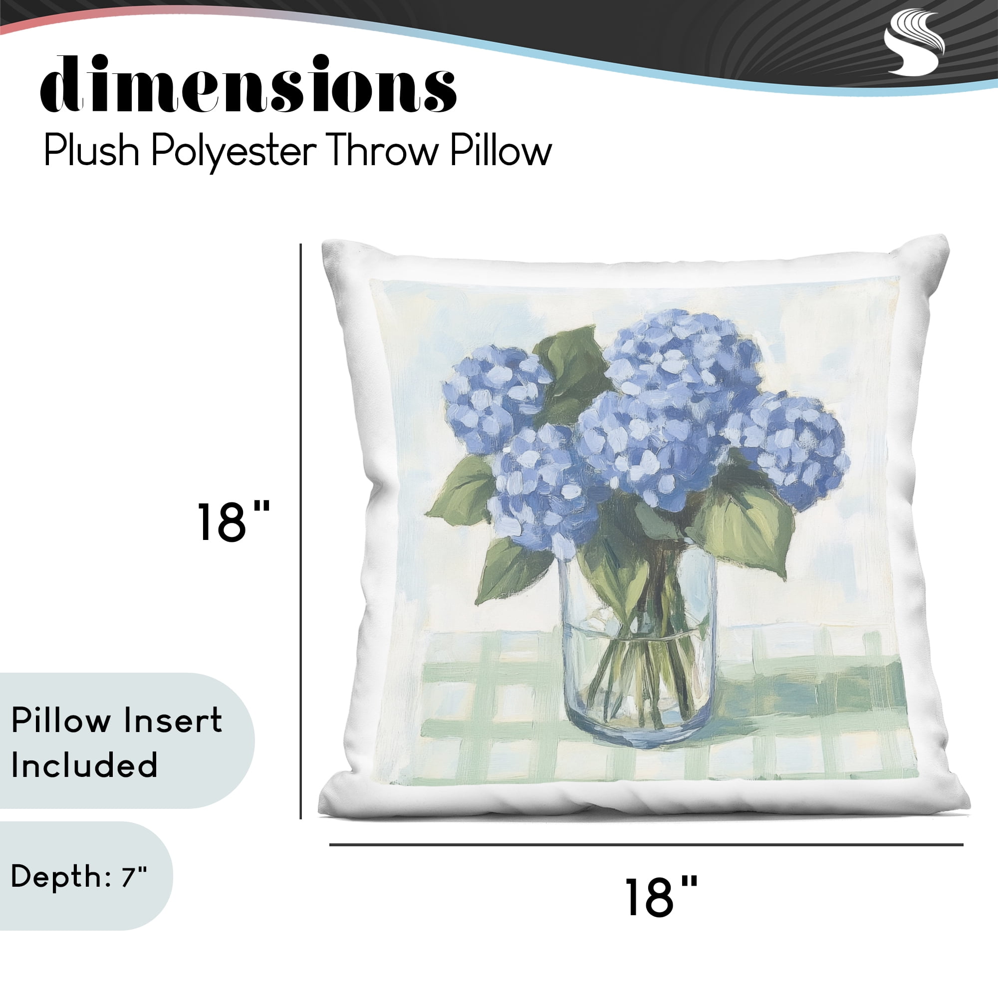 Stupell Industries Quaint Picnic Hydrangeas Decorative Printed Throw Pillow, design by Petal Prints Design, 18 x 7 x 18