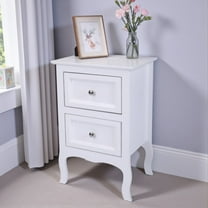 Tcbosik Modern Minimalist Nightstand with Two Drawers and Curved Legs, Storage Bedside Table for Living Area, Small Space, White