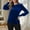 Blue, variant on Velvet Tops for Women, Solid Color Pullover Round Neck Puff Sleeve Longline Elegant Shirt, Daily Fashion Soft Cozy Top Casual Dressy Blouse