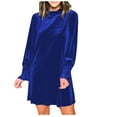 thumbnail image 2 of NJDVHB Robes d'Hiver pour Femmes, Robes d'Invitée de Mariage pour Femmes, Robe Blazer d'Extérieur à Manches Longues pour Femmes à Col Rond Uni, Bleu, TTTTG, 2 of 5