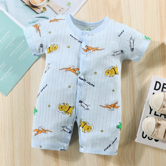 Bovxnpu Toddler Baby Girls Bodysuits Jumpsuit Romper Lightweight Short Sleeve Graphic Baby Summer Crew Neck Bodysuit Summer Outfits