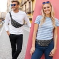 thumbnail image 2 of Fanny Pack Black Christmas Candy Cane and Snowflake Pattern Waist Pack Bag,Running Cross Bag,Waterproof Large Fanny Packs for Women Men for Travel Running Hiking Cycling, 2 of 6