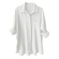 thumbnail image 5 of ZJXFGS Womens Button Down Shirts Linen Cotton Gauze Tops Loose Fit Boyfriend Shirts for Women Fall Button Down Shirts White 2XL, 5 of 5