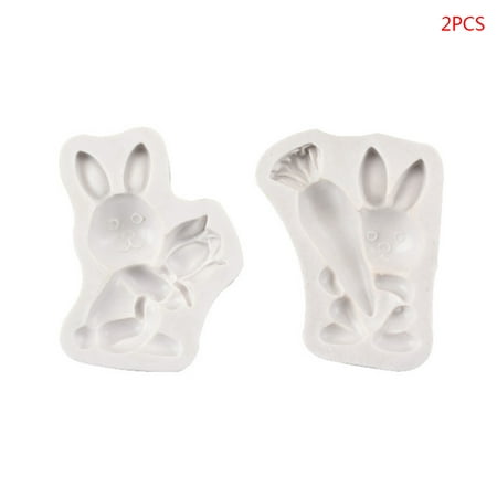 

Sardfxul 2pcs 3D Rabbit Easter Bunny Silicone Mold Fondant Mousse Cake Chocolate Decorating Sugarcraft Baking Tools