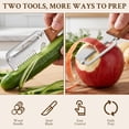 thumbnail image 6 of Multi Functional Vegetable Peelers for Kitchen, Ultra-Sharp Stainless Steel Blade & Ergonomic Wood Handle Kitchen Tool for Fruits, Vegetables, Pelador de Papas Pumpkin Papaya Zucchini(3pc), 6 of 9