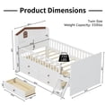 thumbnail image 2 of Mirightone Twin Size Low Loft Bed with Storage 4 Drawers, Wooden Loft Bed with Guardrail Headboard and Ladder, Twin Platform Bed , No Box Spring Needed.（White）, 2 of 8