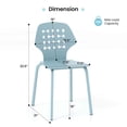 thumbnail image 3 of Costway Metal Dining Chair Set of 4 Armless Kitchen Hollowed Backrest & Metal Legs Blue, 3 of 12