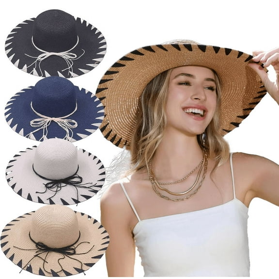 Yoyauz Ladies' Straw Hat, Upf 50 Uv Protection Wide Brimmed Summer Straw Hat, Foldable And Rollable Hat