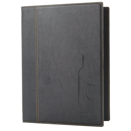 Faux Tabletops - Securit MCTWLSBL Faux Leather Wine Card - Black By TableTop King