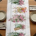 thumbnail image 5 of Table Runners 60 Inches Long Dress Scarves, Pink Spring Floral Farmhouse Kitchen/Dining Table Runner, Small Coffee Tablerunners, Wooden Elegant Farmhouse Botanical 13x60 Inch, 5 of 9