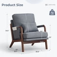 thumbnail image 3 of Bonzy Home Mid-Century Modern Accent Chair Set of 2, Comfy Upholstered Lounge Reading Armchair with Side Storage Pocket & Lumbar Cushion, for Living Room Bedroom, Gray, 3 of 9