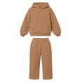 thumbnail image 3 of CUZIBR Teen Girls Outfits Fall Sweatsuit Clothes Set Hoodie And Pants 2 PC Sets Solid Color Long Sleeve Soft School Wear,Brown,15-16 Years, 3 of 3