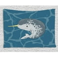 thumbnail image 1 of Narwhal Tapestry, Happy Arctic Ocean Whale with Horn Swimming in the Sea Cartoon Style Animal Drawing, Wall Hanging for Bedroom Living Room Dorm Decor, 60W X 40L Inches, Multicolor, by Ambesonne, 1 of 2