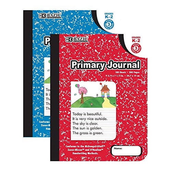 BAZIC Primary Journal Composition Book Marble, 100 Sheet Drawing & Writing Grades K- 2 Notebook Journal Comp Notebooks, 48-Pack