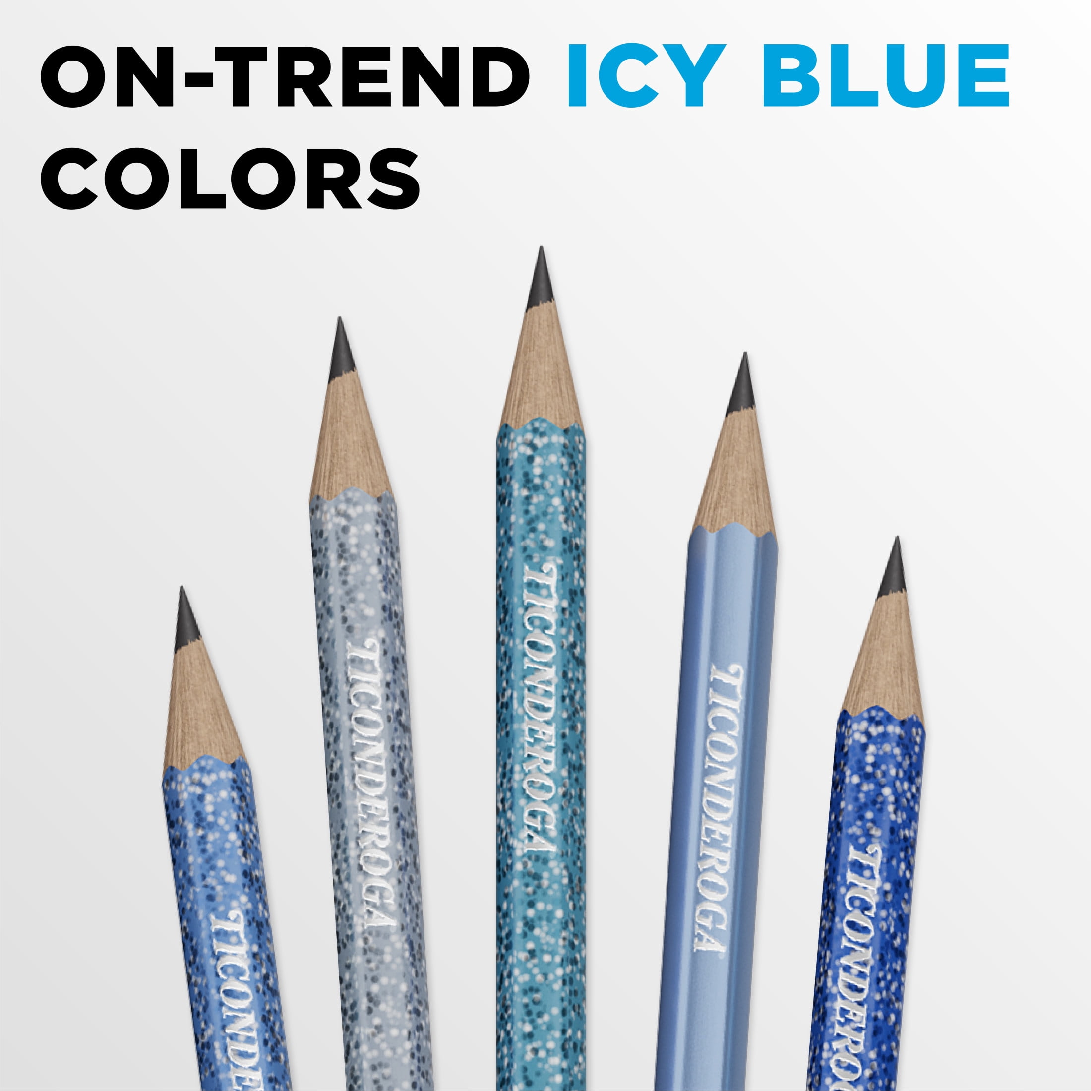 Ticonderoga Wood Pencils, Presharpened, #2 HB .3 mm Lead, Arctic Blues, 12 Count