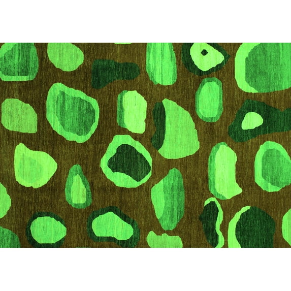 Ahgly Company Indoor Rectangle Abstract Green Modern Area Rugs, 2' x 3'