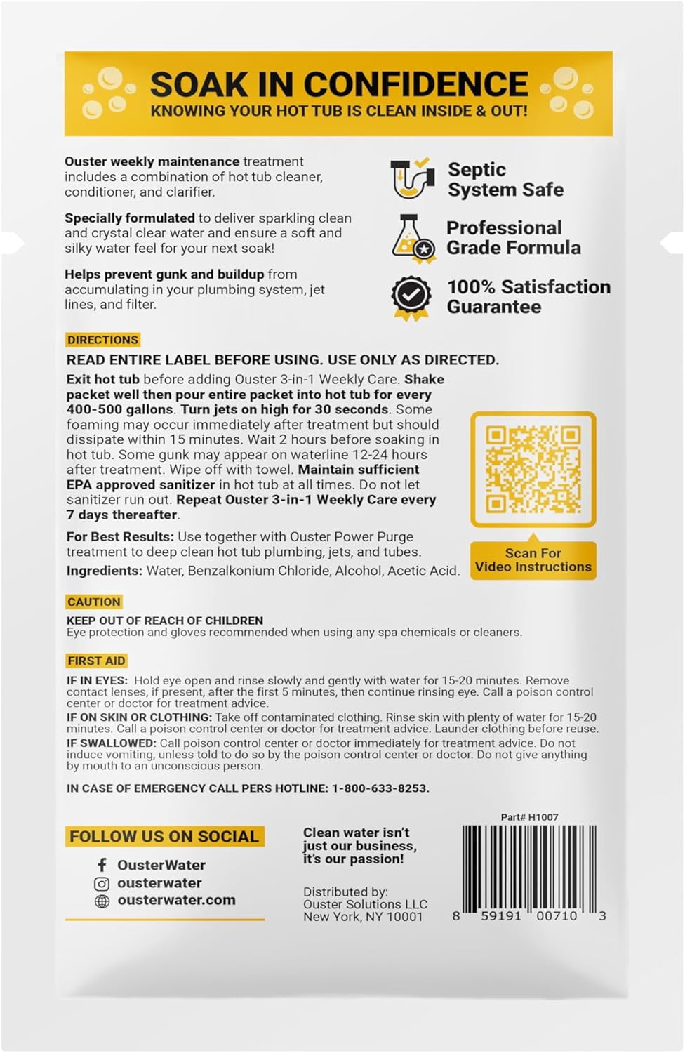 3in1 Weekly Hot Tub Cleaner, Conditioner, Clarifier - Chemicals for Standard & Inflatable Spas Spa Crystal Clear Sparkling Clean Water Made in USA (4 Week Kit)