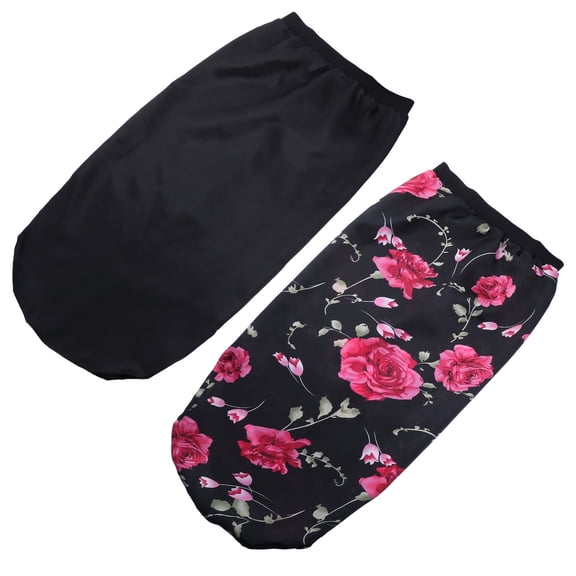 Supvox 2Pcs Elastic Satin Sleeping Caps Wide Brim Hair Protection Hats Soft Comfortable Assorted Colors