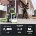 thumbnail image 3 of Hidrolavadora eléctrica Greenworks Pro sin escobillas de 2300 PSI (certificación SGS), 2,3 GPM máx. / 1,2 GPM (asas plegables, estructura de acero resistente, manguera de 7,6 m, cable de alimentación, 3 of 5