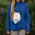 thumbnail image 2 of Shadoumai Cat Pouch Hoodie for Women Half Zip Kangaroo Pocket Dog Pouch Sweatshirts Pet Carrier Pullover Animal Holder Long Sleeve Tops, 2 of 9