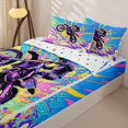 thumbnail image 3 of Castle Fairy Pop Art Motocross Zipper Twin Comforter Sets with Fitted Sheet and 2 Pillowcases,Bright Burst Jump Zipper Bedding Set for Vibrant Bedroom,Purple Pink,4-Piece,Reversible, 3 of 6