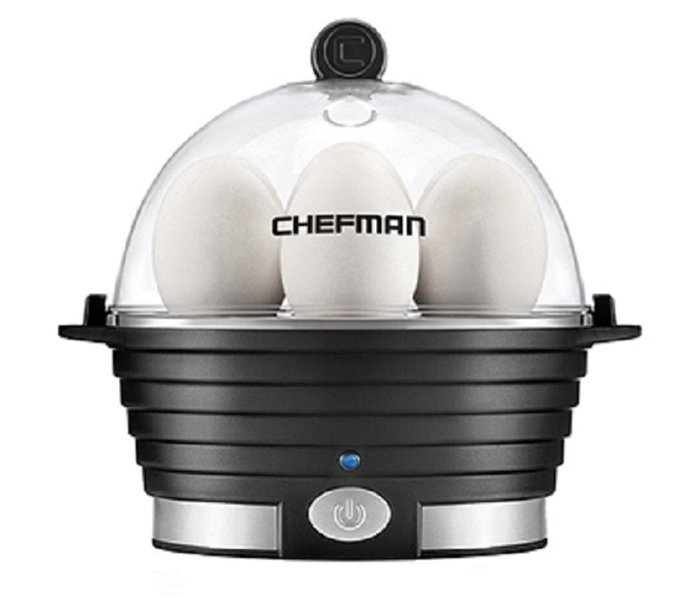 Chefman Rapid Egg Cooker, 6 Egg Capacity w/ Removable Poaching/Omelette Tray - Black, New