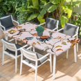 thumbnail image 2 of Pink Spring Floral Table Cloths for 3 Foot Rectangle Tables, Summer Botanical Vintage Birds Patio Waterproof Elastic Fitted Tablecloths, Washable Rectangular Table Cover for Camping, 2 of 8