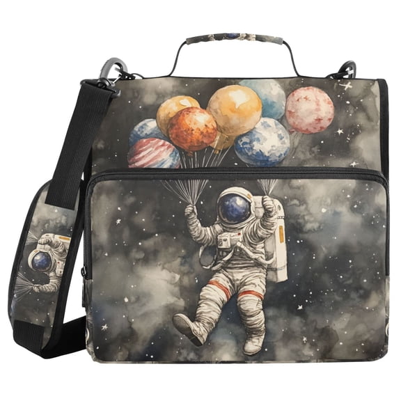 FORMRS Zipper Binder with Shoulder Strap 2-inch Ring 500 Sheet Capacity File Bag, Watercolor Space