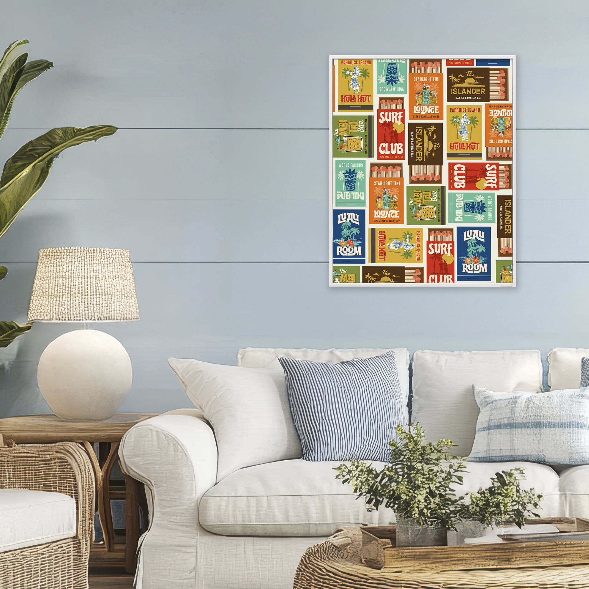 Stupell Industries Vintage Tropical Match Boxes White Framed Giclee Art, design by Emily Dumas