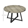 thumbnail image 3 of HomCom Vintage Round Coffee Table with Black Steel Legs, Light Gray, 3 of 10