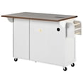 thumbnail image 4 of K&K Îlot de Cuisine Style Ferme de 54,5 Pouces avec Prise de Courant, Îlot de Rangement de Cuisine avec Étagère de Rangement Interne, Rallonge Rabattable, Porte-Épices, Chariot de Cuisine Roulant sur Roues, pour Cuisine, Blanc (un Paquet), 4 of 16