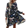 thumbnail image 2 of Vestido de manga larga cómodo y agradable para la piel cuello redondo estampado floral vestido suelto para mujer para vacaciones ANGGREK Otros, 2 of 8
