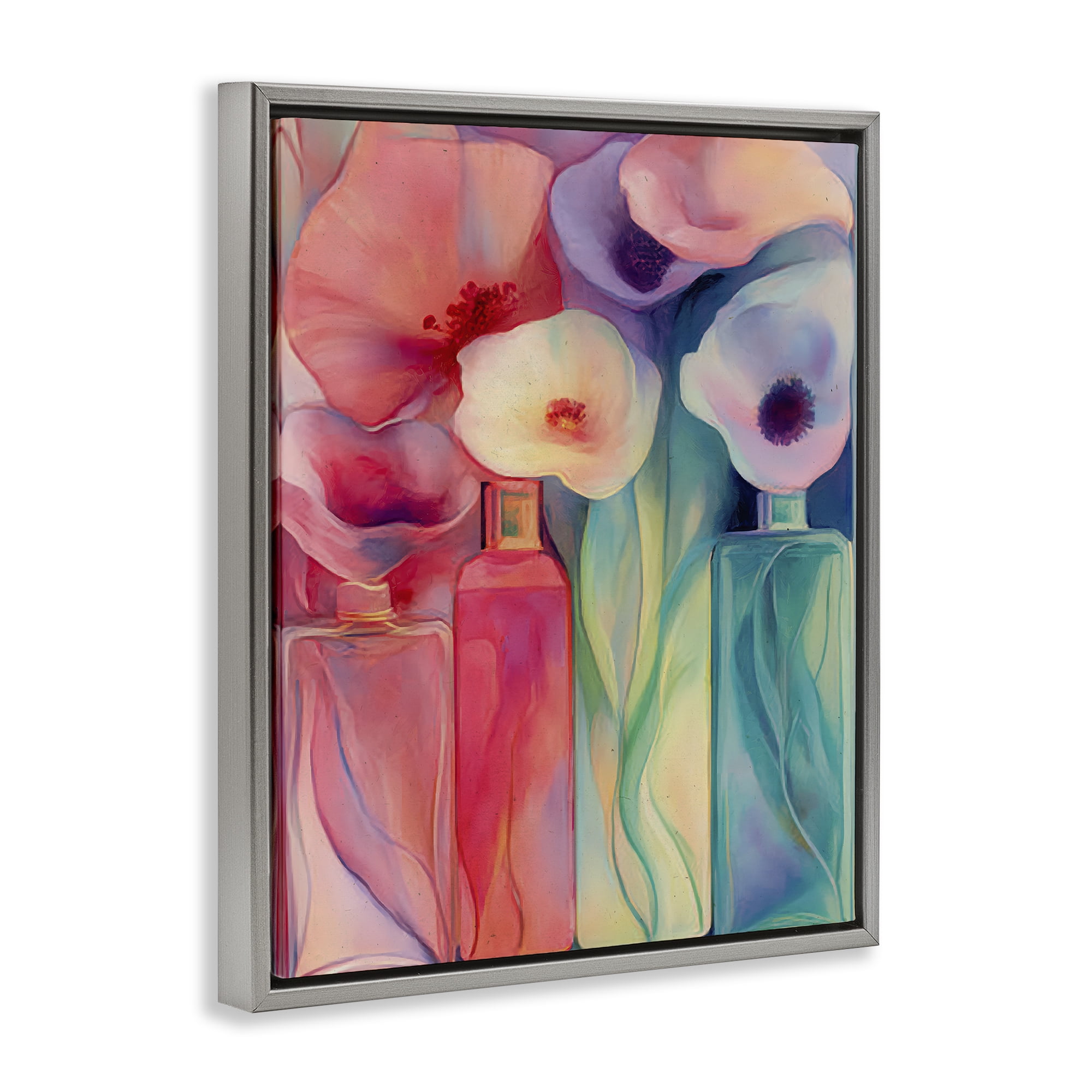 Stupell Industries Petal Logic Gradient Gray Framed Floater Canvas Wall Art, design by Annabelle Hall
