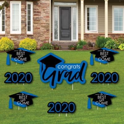 Blue Grad - Best is Yet to Come - Yard Sign and Outdoor Lawn Decorations - Royal Blue 2020 Graduation Party Yard Signs - Set of (Best Way To Mow Small Lawn)