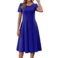 thumbnail image 3 of Fantaslook Summer Dresses for Women Casual Short Sleeve Pleated Dress Flowy Floral Dress with Pockets Flare Midi Sundress, 3 of 9