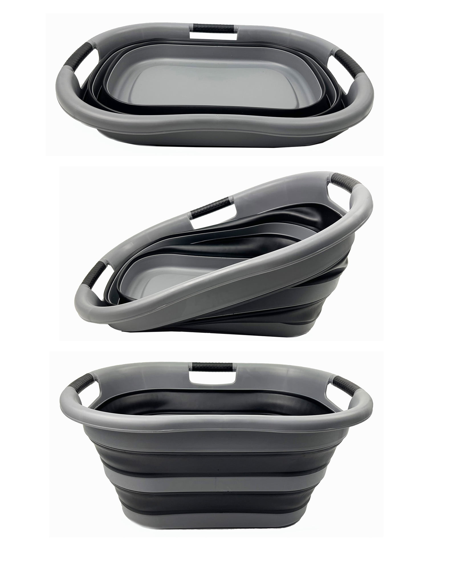 SAMMART 40L (10.5 Gallon) Collapsible Plastic Laundry Basket - Space Saving Storage Container/Organizer - Portable Washing Tub - Foldable Pop Up Hamper/Basket