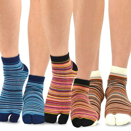 

TeeHee Flip Flop Big Toe Cotton Socks 3-Pairs Pack (Mini Stripe)