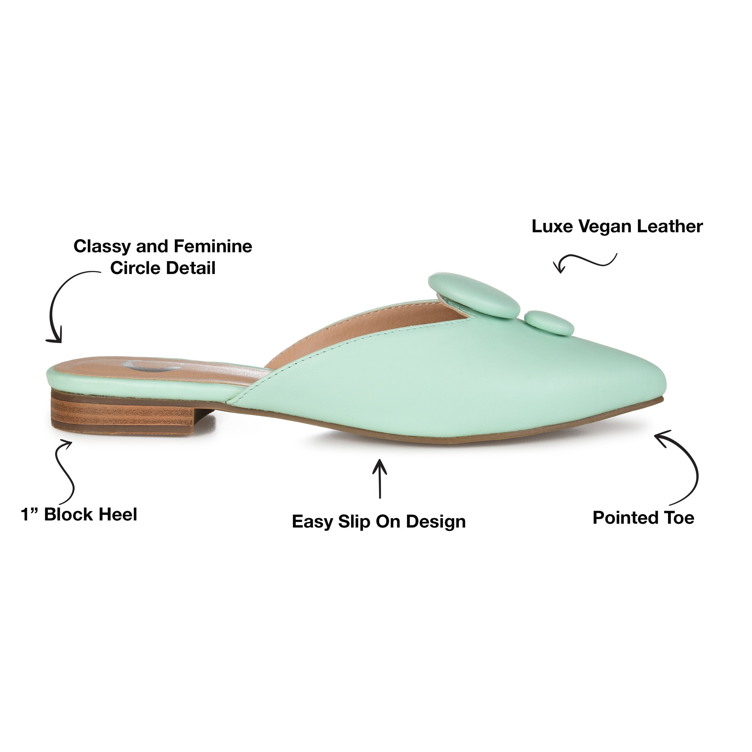 Journee Womens Mallorie Slip On Pointed Toe Mules Flats